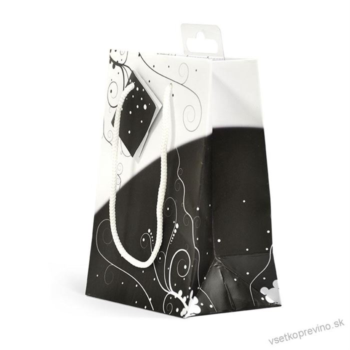 Taška darčeková malá T0076 11 x 15 x 7 cm čierno-biela