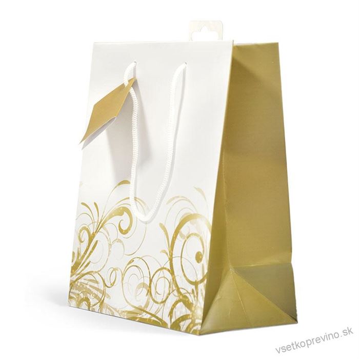 Taška darčeková stredná T0066 18x22x10 cm zlato-biela