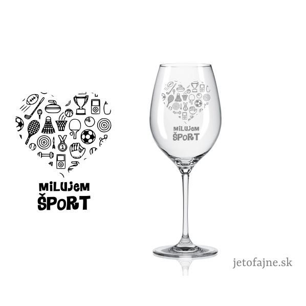 Pohár na víno 470 ml Milujem šport