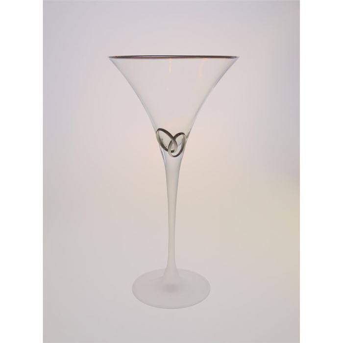 Poháre martini so zlatými obrúčkami, pieskovaná noha (2 ks)