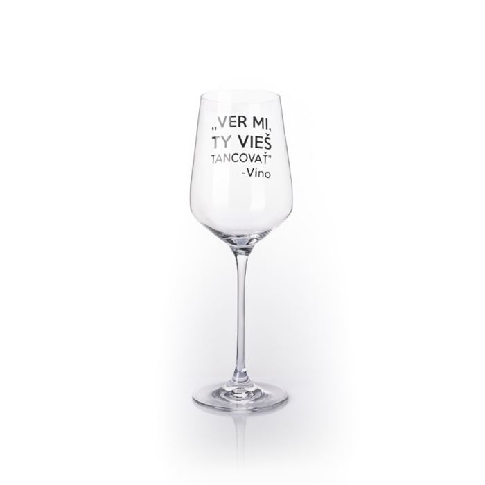 Pohár na víno VIEŠ TANCOVAŤ 450 ml (biela/čierna potlač)
