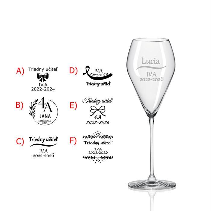 Pohár na prosecco Stužková- Universal 230 ml (mix dekorov)