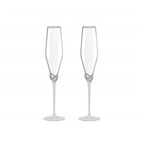 Poháre prosecco so striebornými obrúčkami, pieskovaná noha (2 ks)