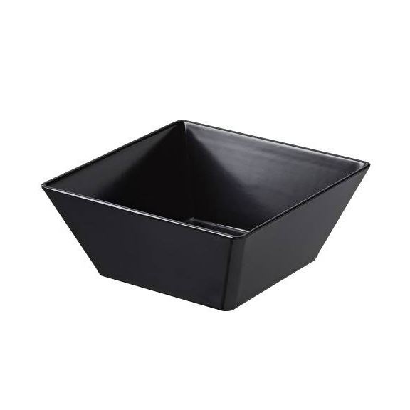 Čierna štvorcová melamínová misa na šalát 30x30x11,5 cm - 6 l
