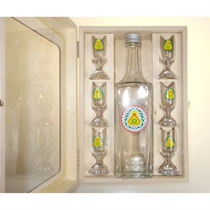 Darčeková kazeta Elegán - HRUŠKOVICA (0,7 l + 6x 0,02 l)
