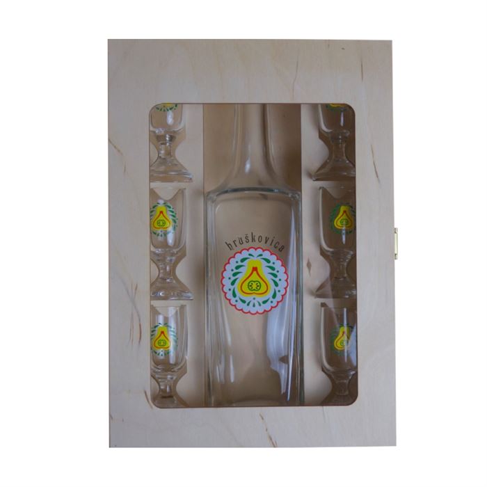 Darčeková kazeta Elegán - HRUŠKOVICA (0,7 l + 6x 0,02 l)