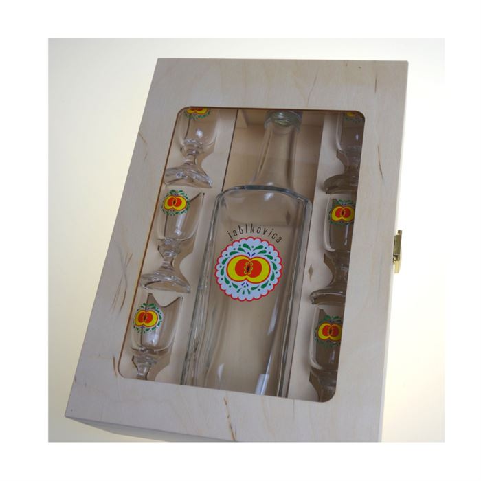 Darčeková kazeta Elegán - JABLKOVICA (0,7 l + 6x 0,02 l)