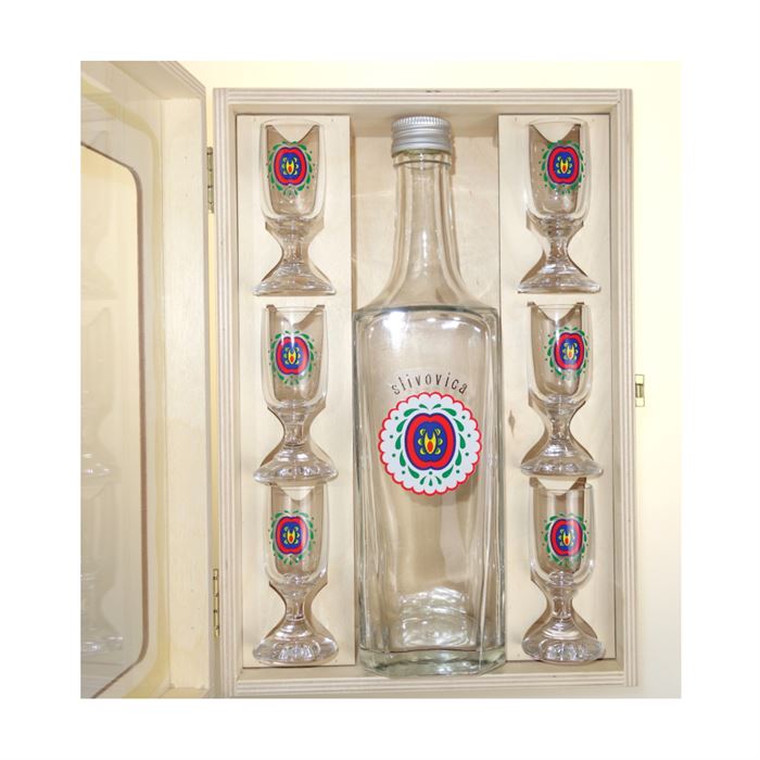 Darčeková kazeta Elegán - SLIVOVICA (0,7 l + 6x 0,02 l)
