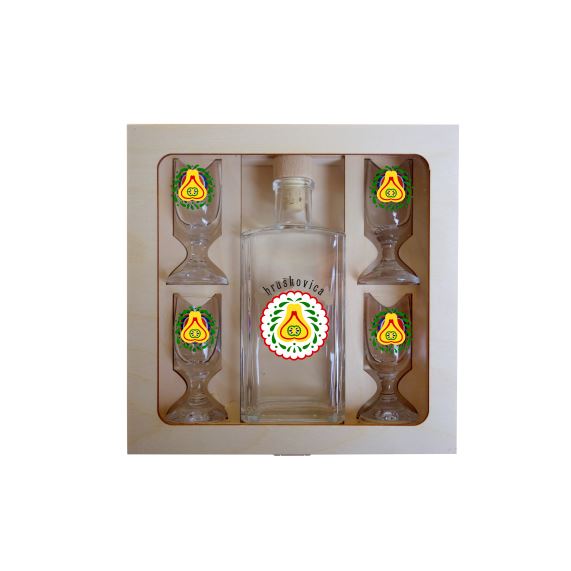 Darčeková kazeta Ploskačka - HRUŠKOVICA (0,2 l + 4x 0,02 l)