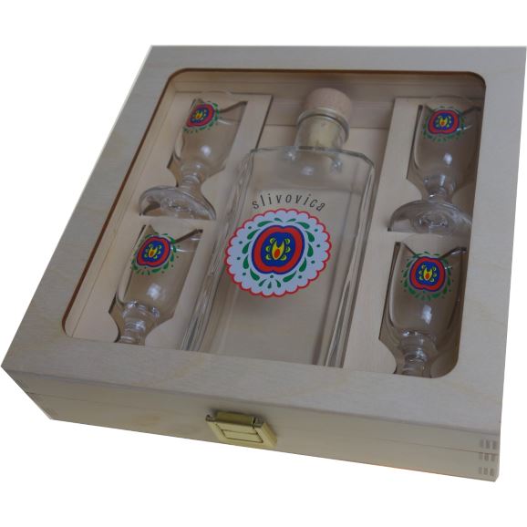 Darčeková kazeta Ploskačka - SLIVOVICA (0,2 l + 4x 0,02 l)