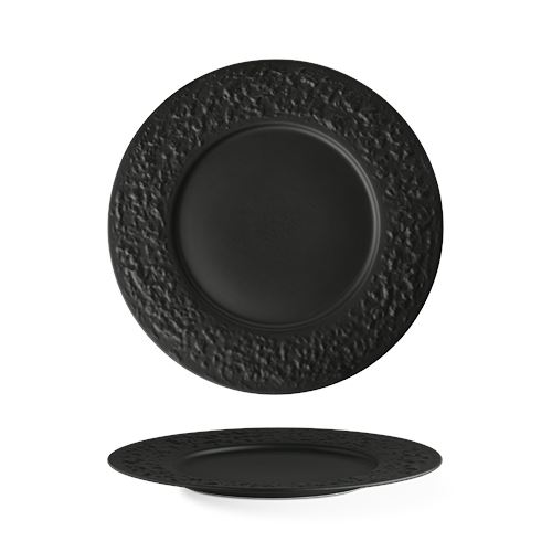 Tanier plytký 27 cm STONE čierny