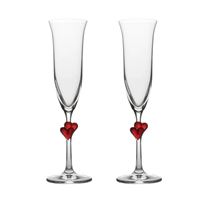 Poháre na šampanské L´Amour set 2 ks červené srdiečka 175 ml 