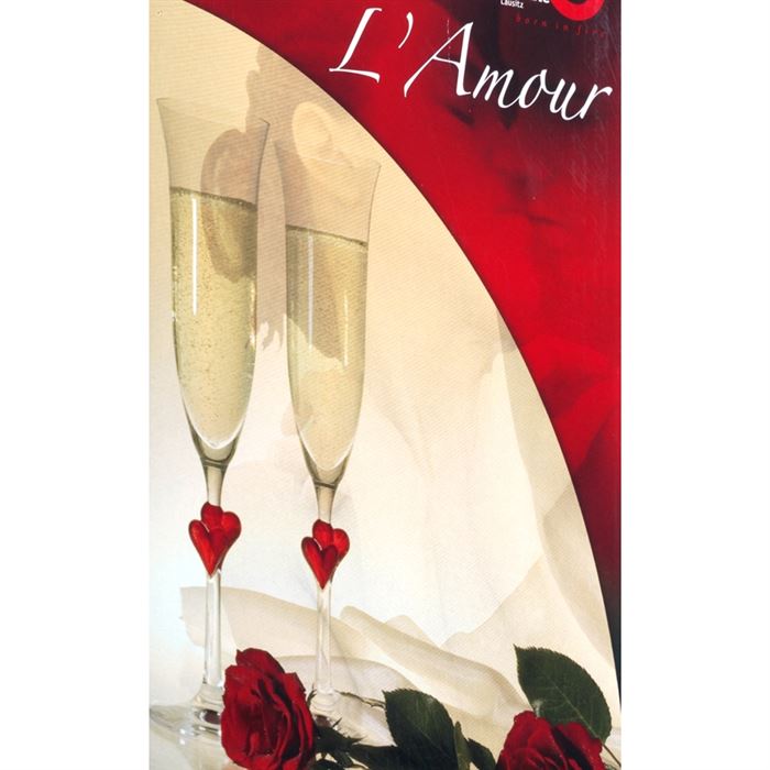 Poháre na šampanské L´Amour set 2 ks červené srdiečka 175 ml 