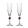 Poháre na šampanské L´Amour set 2 ks červené srdiečka 175 ml 