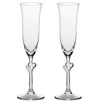 Poháre na šampanské L´Amour set 2 ks biele srdiečka 175 ml
