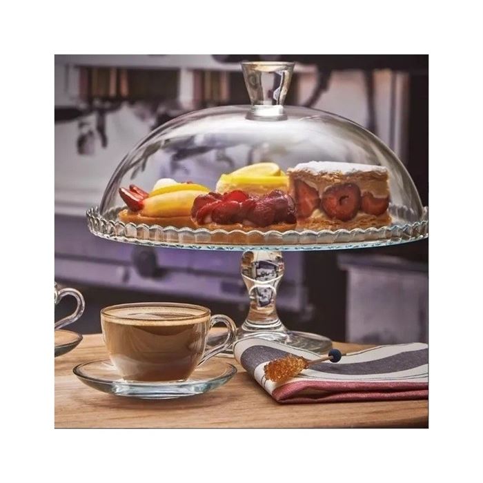 Podnos na tortu sklenený na nohe + poklop, priemer 32,2 cm Patisserie