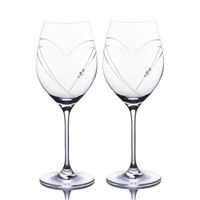 Poháre na víno s kryštálikmi 470 ml SPARKLING HEARTS (2 ks)