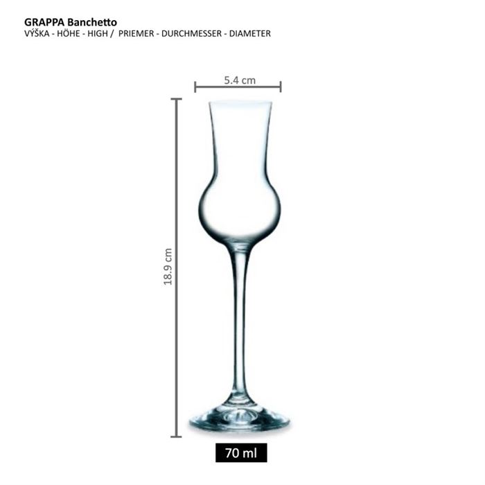 Pohárik GRAPPA 70 ml Banchetto (v bal. 50 ks)