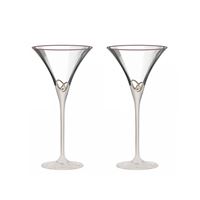 Poháre martini so striebornými obrúčkami, pieskovaná noha (2 ks)