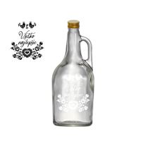 Fľaša Frucognac s uchom 1,75 l, plech uzáver+ Všetko najlepšie, farebné pieskovanie