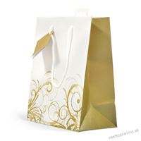 Taška darčeková stredná T0066 18x22x10 cm zlato-biela